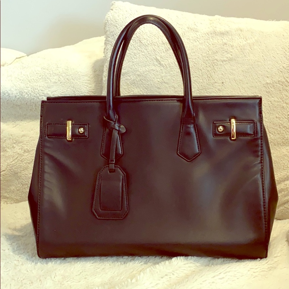 Black zip structured bag